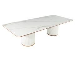  Carrocel Interiors Custom Modern Porcelain Dining Table Tambour Pedestals - 3389824