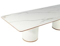  Carrocel Interiors Custom Modern Porcelain Dining Table Tambour Pedestals - 3389825