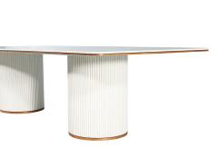  Carrocel Interiors Custom Modern Porcelain Dining Table Tambour Pedestals - 3389827