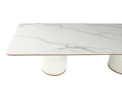  Carrocel Interiors Custom Modern Porcelain Dining Table Tambour Pedestals - 3389830