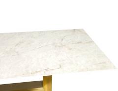  Carrocel Interiors Custom Modern Porcelain Dining Table with Crystal Ice Top and Brass Angled Base - 1632955