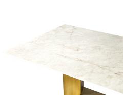  Carrocel Interiors Custom Modern Porcelain Dining Table with Crystal Ice Top and Brass Angled Base - 1632956