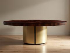  Carrocel Interiors Custom Modern Round Dining Table in Sunburst Pattern and Brass Base - 4220346