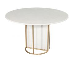 Carrocel Interiors Custom Modern Round Marble Top Dining Table with Brass - 3156546
