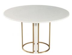  Carrocel Interiors Custom Modern Round Marble Top Dining Table with Brass - 3156547