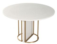  Carrocel Interiors Custom Modern Round Marble Top Dining Table with Brass - 3156549