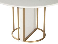 Carrocel Interiors Custom Modern Round Marble Top Dining Table with Brass - 3156553