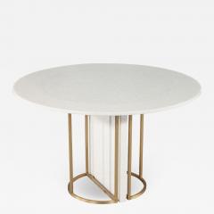  Carrocel Interiors Custom Modern Round Marble Top Dining Table with Brass - 3160827