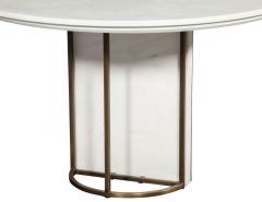  Carrocel Interiors Custom Modern Round Marble Top Dining Table with Brass Detailing - 1739489