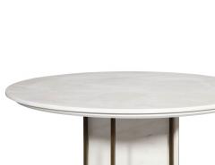  Carrocel Interiors Custom Modern Round Marble Top Dining Table with Brass Detailing - 1739490