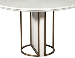  Carrocel Interiors Custom Modern Round Marble Top Dining Table with Brass Detailing - 1739491