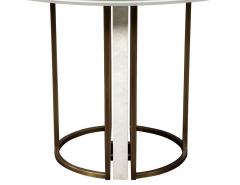  Carrocel Interiors Custom Modern Round Marble Top Dining Table with Brass Detailing - 1739492