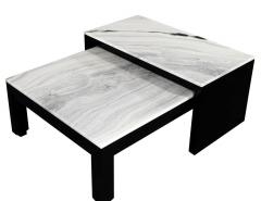  Carrocel Interiors Custom Modern Stone Top Cocktail Table with Nesting Table Design - 1800019