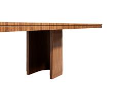  Carrocel Interiors Custom Modern Walnut Dining Table with Curved Pedestal Design - 4410879