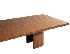  Carrocel Interiors Custom Modern Walnut Dining Table with Curved Pedestal Design - 4410881