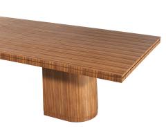  Carrocel Interiors Custom Modern Walnut Dining Table with Curved Pedestal Design - 4410883