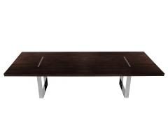  Carrocel Interiors Custom Modern Walnut Dining Table with Stainless Steel Pedestals - 4418491