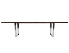  Carrocel Interiors Custom Modern Walnut Dining Table with Stainless Steel Pedestals - 4418497