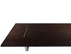  Carrocel Interiors Custom Modern Walnut Dining Table with Stainless Steel Pedestals - 4418498