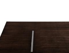  Carrocel Interiors Custom Modern Walnut Dining Table with Stainless Steel Pedestals - 4418499