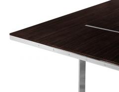  Carrocel Interiors Custom Modern Walnut Dining Table with Stainless Steel Pedestals - 4418500