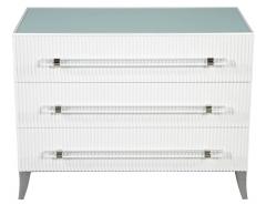  Carrocel Interiors Custom Modern White Chests with Ribbed Facade - 1626056