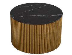  Carrocel Interiors Custom Round Porcelain Black and Gold Tambour Side Table - 3007540