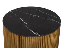  Carrocel Interiors Custom Round Porcelain Black and Gold Tambour Side Table - 3007542