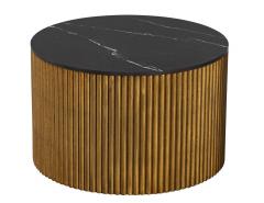  Carrocel Interiors Custom Round Porcelain Black and Gold Tambour Side Table - 3007543