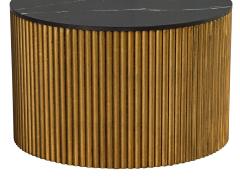  Carrocel Interiors Custom Round Porcelain Black and Gold Tambour Side Table - 3007544