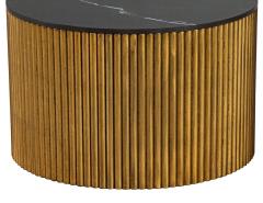  Carrocel Interiors Custom Round Porcelain Black and Gold Tambour Side Table - 3007546
