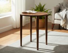  Carrocel Interiors Custom Round Walnut Accent Drinks Table by Carrocel - 4478610