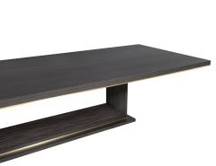  Carrocel Interiors Custom Walnut Dining Table in Grey with V Base and Brass Accents by Carrocel - 4489517