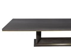  Carrocel Interiors Custom Walnut Dining Table in Grey with V Base and Brass Accents by Carrocel - 4489519