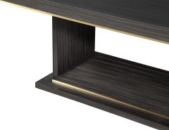  Carrocel Interiors Custom Walnut Dining Table in Grey with V Base and Brass Accents by Carrocel - 4489522