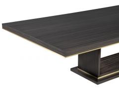  Carrocel Interiors Custom Walnut Dining Table in Grey with V Base and Brass Accents by Carrocel - 4489523