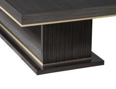  Carrocel Interiors Custom Walnut Dining Table in Grey with V Base and Brass Accents by Carrocel - 4489525