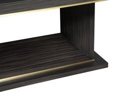  Carrocel Interiors Custom Walnut Dining Table in Grey with V Base and Brass Accents by Carrocel - 4489528