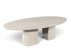  Carrocel Interiors Custom Walnut Oval Dining Table with Curved Pedestals - 4793217