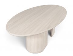  Carrocel Interiors Custom Walnut Oval Dining Table with Curved Pedestals - 4793221