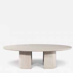  Carrocel Interiors Custom Walnut Oval Dining Table with Curved Pedestals - 4793291