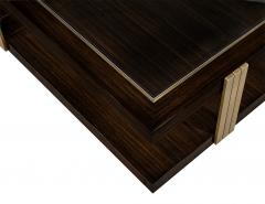  Carrocel Interiors Custom Walnut and Brass Coffee Table Art Deco Inspired Two Tier Design - 4792077
