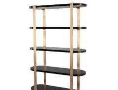  Carrocel Interiors Modern Bookcase Cabinet in Brass and Black Lacquer - 3626145