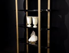  Carrocel Interiors Modern Bookcase Cabinet in Brass and Black Lacquer - 3626151