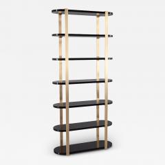  Carrocel Interiors Modern Bookcase Cabinet in Brass and Black Lacquer - 3629662