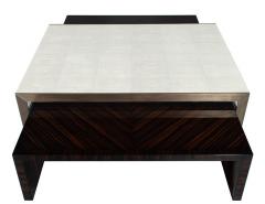  Carrocel Interiors Modern Faux Shagreen Coffee Table with Macassar Nesting Tables - 3058417