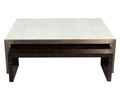  Carrocel Interiors Modern Faux Shagreen Coffee Table with Macassar Nesting Tables - 3058418