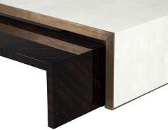  Carrocel Interiors Modern Faux Shagreen Coffee Table with Macassar Nesting Tables - 3058422