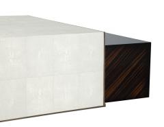  Carrocel Interiors Modern Faux Shagreen Coffee Table with Macassar Nesting Tables - 3058423