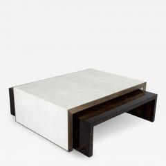  Carrocel Interiors Modern Faux Shagreen Coffee Table with Macassar Nesting Tables - 3064481